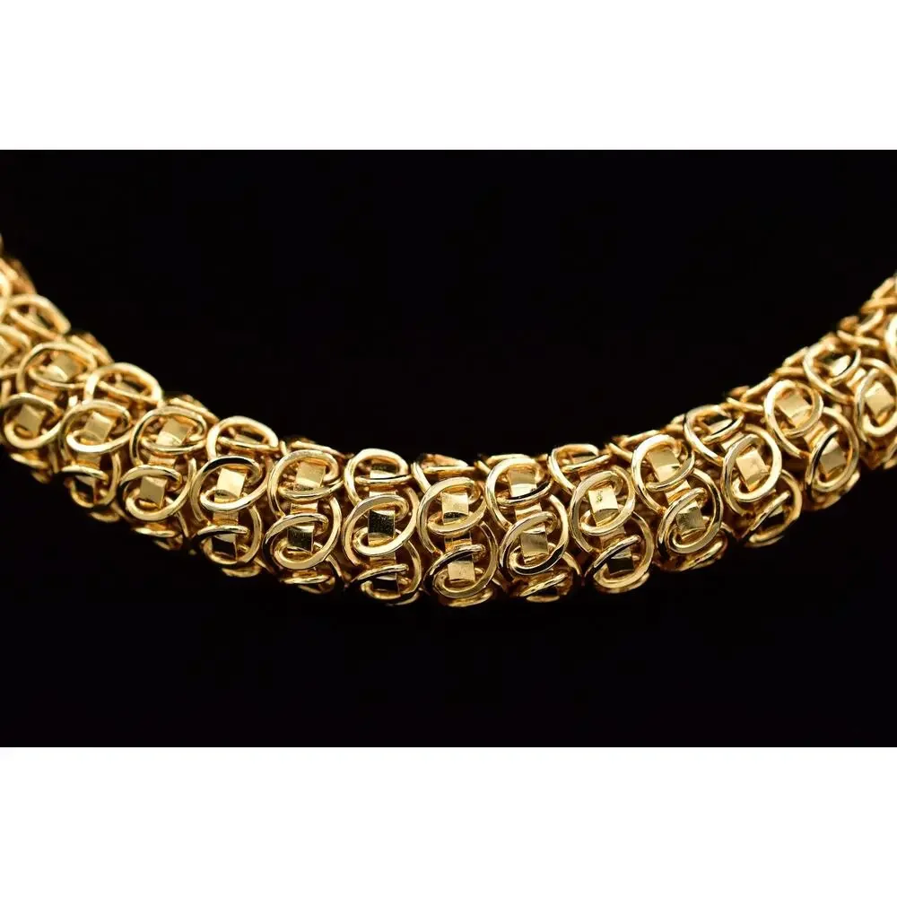 Vintage Gold Mesh Collar Necklace Woven Chain Statement Tubular Chunky 80s BinAU